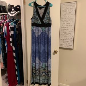 Plus Size Blue Print Dress